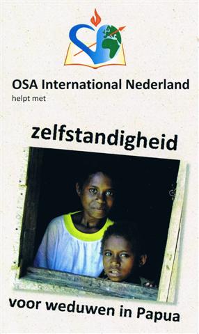 Flyer van de OSA International Nederland - Zelfstandigheid voor de weduwen van Papoea