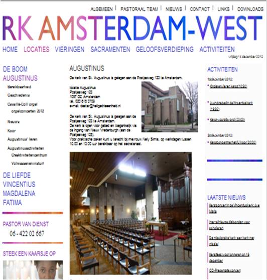 website van de Augustinuskerk Postjesweg Amsterdam